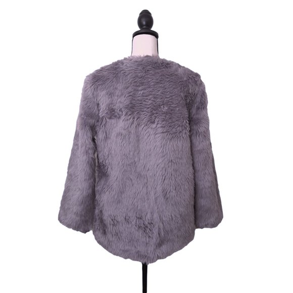 Light Purple Crew Neckline Fur Jacket - Picture 2 of 4